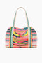 A & B Daphne Embellished Tote Beaded Pink Handbag Large Bag Blue Hippie Hobo New