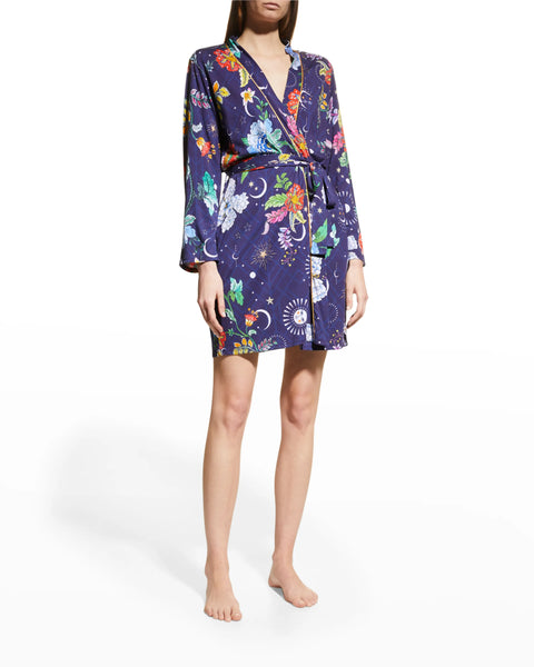 Johnny Was Pajamas Lounge Aurora Borealis Sleepwear Robe Orbit Purple XL NEW