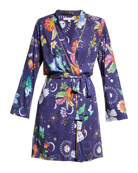 Johnny Was Pajamas Lounge Aurora Borealis Sleepwear Robe Orbit Purple XL NEW