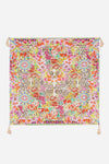 Johnny Was Silk Wild Garden Scarf Floral Pink Square Beige Tassel Scarves New