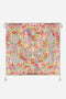 Johnny Was Silk Wild Garden Scarf Floral Pink Square Beige Tassel Scarves New