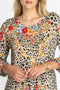 Johnny Was Animal Cheetah Puff Sleeve Shirt Red Blue Flowers Embroidery Top New