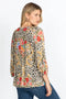 Johnny Was Animal Cheetah Puff Sleeve Shirt Red Blue Flowers Embroidery Top New