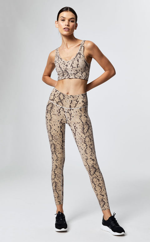 Varley Leggings Legging UK Century Mojave Snake Beige Print Dry Wick Large L NEW