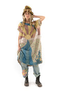 MAGNOLIA PEARL DRESS 786 Applique Artist Smock Sunrise Blue Yellow New