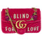 Gucci Blind For Love Pink Velvet Handbag Bag Marmont GG Gold Italy New