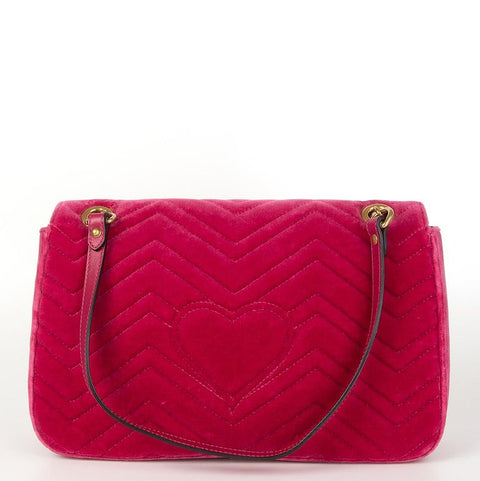 Gucci Blind For Love Pink Rose Velvet Handbag Bag Marmont GG Gold Purse Italy NEW