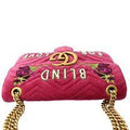 Gucci Blind For Love Pink Velvet Handbag Bag Marmont GG Gold Italy New