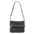 Hammitt VIP Medium Zip Leather Black Crossbody Clutch Gunmetal Handbag Bag New