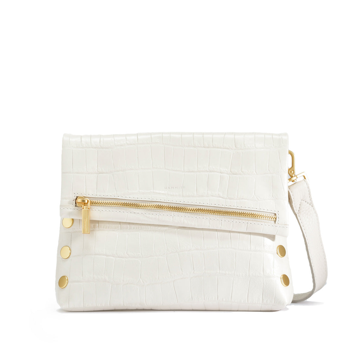 Hammitt Leather Handbag Vip Medium Calla Lily Crocco White Bag