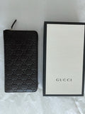 Gucci Italy Signature Continental Wallet Brown Zip Around Leather Box New