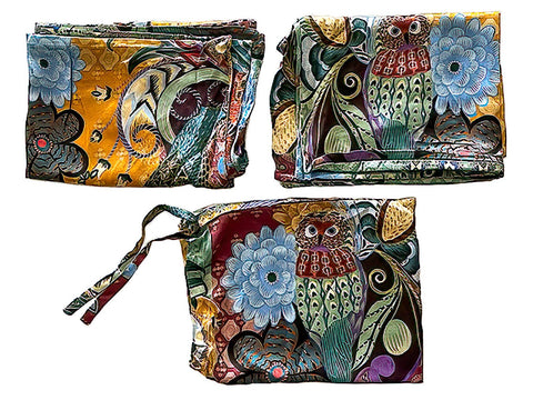 Johnny Was Decklyn Pillow Case Silk Owl Flower Zipper Orange Blue Home 2 pc NEW