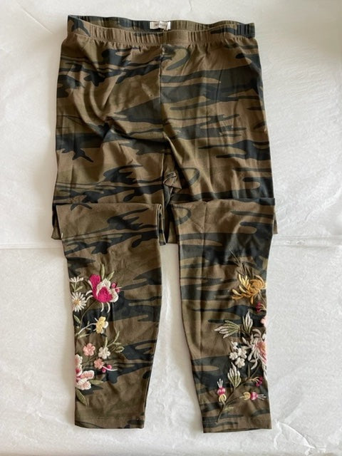 Johnny Was Mei Leggings Cotton Floral Pant Embroidery Molly Camo Pants Beige NEW