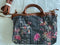 Johnny Was Viviana Dark Denim Weekender Bag Handbag Hobo Black Grey Denim New