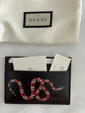 GUCCI GG Leather Black Snake Red Italy card Case Wallet Logo NEW