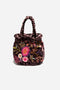 Johnny Was Ulla Velvet Pouch Small Leopard Rayon Embroidery Flower Bag NEW