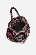 Johnny Was Ulla Velvet Pouch Small Leopard Rayon Embroidery Flower Bag NEW