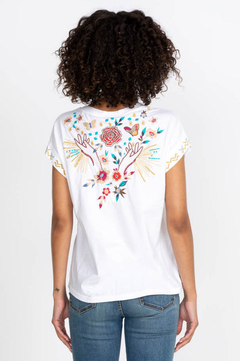 Johnny Was Mariposa Relaxed Tee Black Short Sleeve Floral Butterfly Shirt Top New