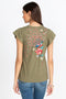 JOHNNY WAS T GRACE FLUTTER SLEEVE TEE BLACK SHIRT EMBROIDERY TOP NEW