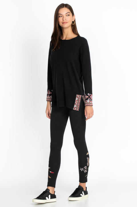Johnny Was Legging Penelope Leggings Leopard Embroidery Floral Pants Medium NEW