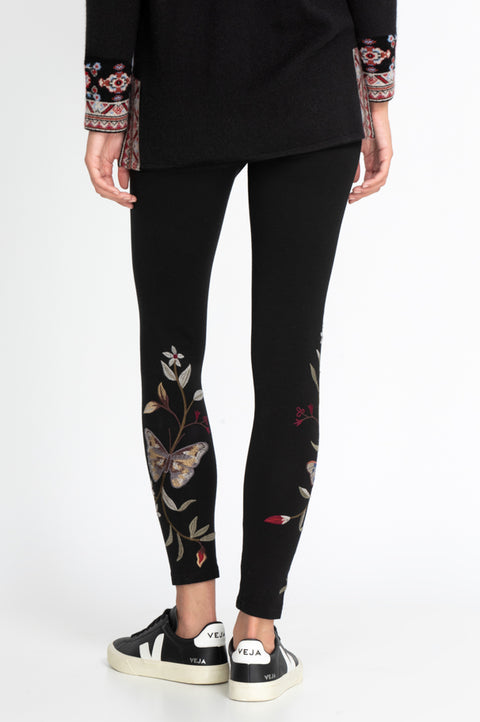 Johnny Was Legging Penelope Leggings Leopard Embroidery Floral Pants Medium NEW