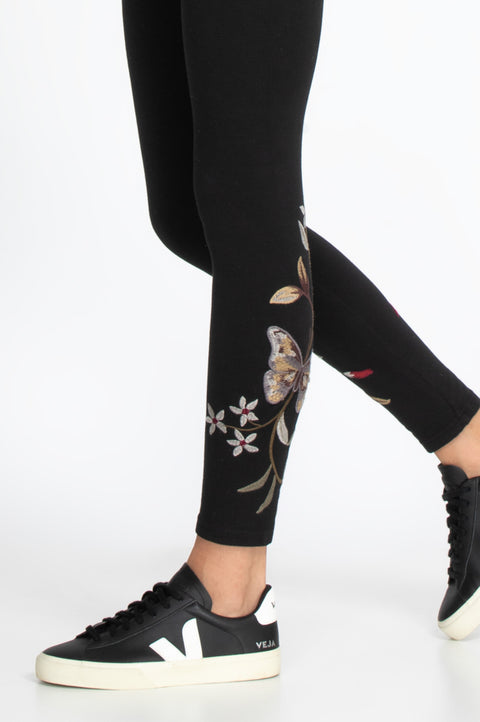 Johnny Was Legging Penelope Leggings Leopard Embroidery Floral Pants Medium NEW