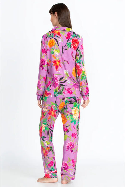 JOHNNY WAS LOUNG 2 PIECE LONG SLEEVE PANT PURPLE GOZA LONG PJ SET NEW XL EXTRA LARGE