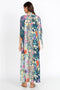 Johnny Was Sunrise Surf Swim Resort Cover Up Long Dress V Neck Flower Blue NEW