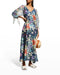 Johnny Was Sunrise Surf Swim Resort Cover Up Long Dress V Neck Flower Blue NEW