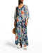 Johnny Was Sunrise Surf Swim Resort Cover Up Long Dress V Neck Flower Blue NEW