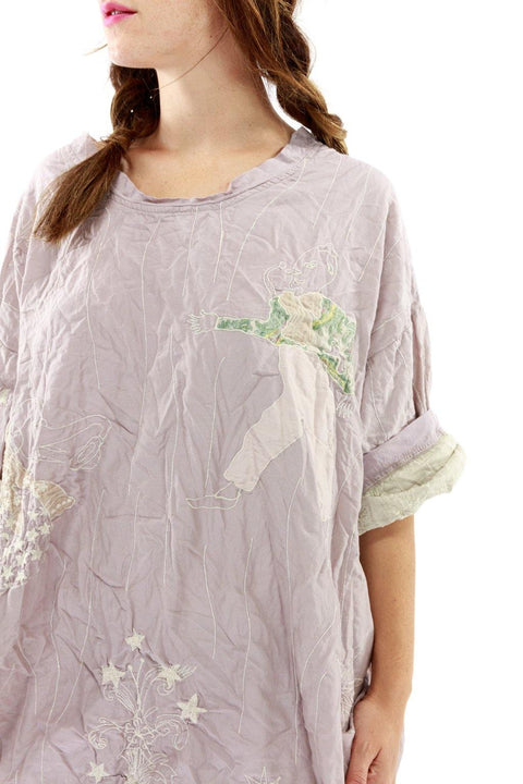 Magnolia Pearl 1036 Silk Francis Top Embroidery Pony Lavender Purple Shirt NEW