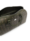 MCM Traveler Monogram print Duffle Bag Green Travel Leather Handbag Authentic NEW