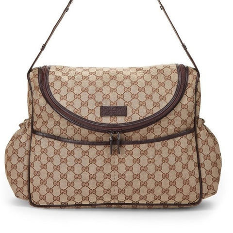Gucci GG Supreme Canvas Diaper Bag Brown Beige Handbag Baby Changing Pad Italy NEW