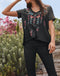 Johnny Was Cara Legging Black Embroidery Floral New