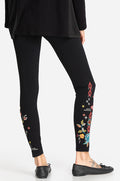 Johnny Was Cara Legging Black Embroidery Floral New