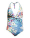 Johnny Was Blue Sady Twist-Front One-Piece Swimsuit Blue Sunrise Pariah NEW LARGE
