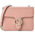 Gucci Soft Pink Handbag Large Interlocking Chain Leather Shoulder Bag Itay NEW