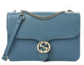 Gucci BLUE Emily deep cobalt Interlocking Chain Leather Shoulder Bag Itay NEW