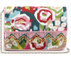 America & Beyond Geo Floral Beaded Fringe Bag Floral Handbag Purse Pink Blue NEW