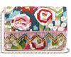 America and Beyond Geo Floral Beaded Pink Fringe Crossbody Bag Embellished Flap Clutch Handbag NEW