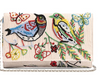 America and Beyond Birds in Paradise Clutch Cream Embellished Flap Beaded Handbag Bag NEW