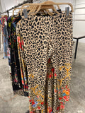 Johnny Was Leggings Cheetah Animal Pants Red Blue Flowers Embroidery Legging New