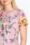 Johnny Was Topiary Puff Sleeve Floral Pink Shirt Top Flower Knit Tee New
