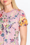 Johnny Was Topiary Puff Sleeve Pink Shirt Top Floral Knit Tee New