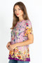 Johnny Was Topiary Puff Sleeve Pink Shirt Top Floral Knit Tee New