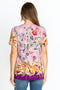 Johnny Was Topiary Puff Sleeve Pink Shirt Top Floral Knit Tee New