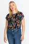 Johnny Was Short Sleeve Kashim Relaxed Floral Tee Black Floral Tee New