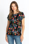 Johnny Was Short Sleeve Kashim Relaxed Floral Tee Black Floral Tee New