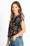 Johnny Was Short Sleeve Kashim Relaxed Floral Tee Black Floral Tee New