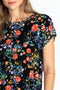 Johnny Was Short Sleeve Kashim Relaxed Floral Tee Black Floral Tee New